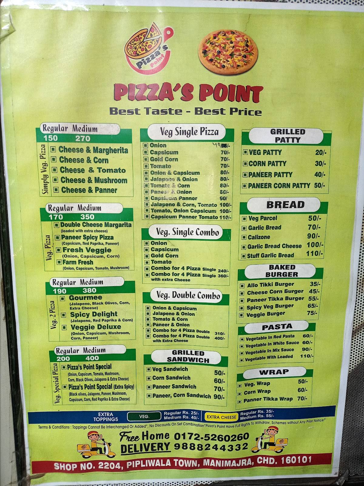 Pizzas Point Manimajra menu
