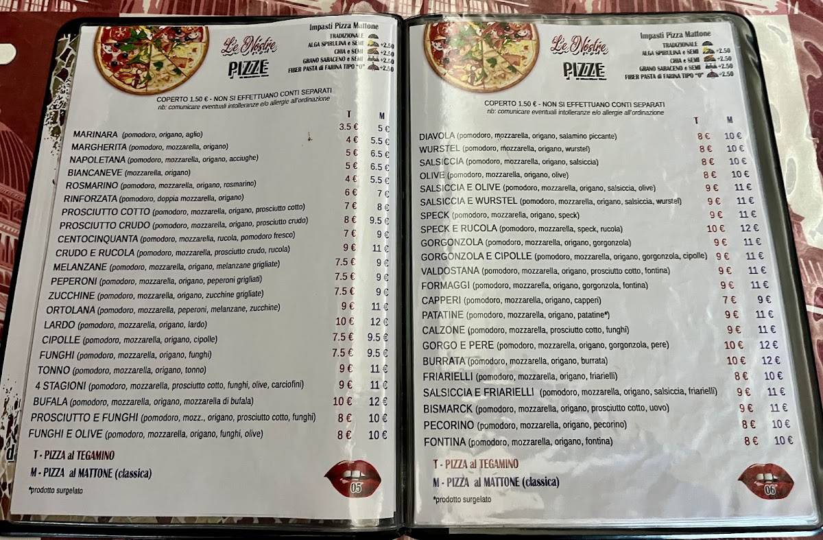 Menu di Pizzeria 150 