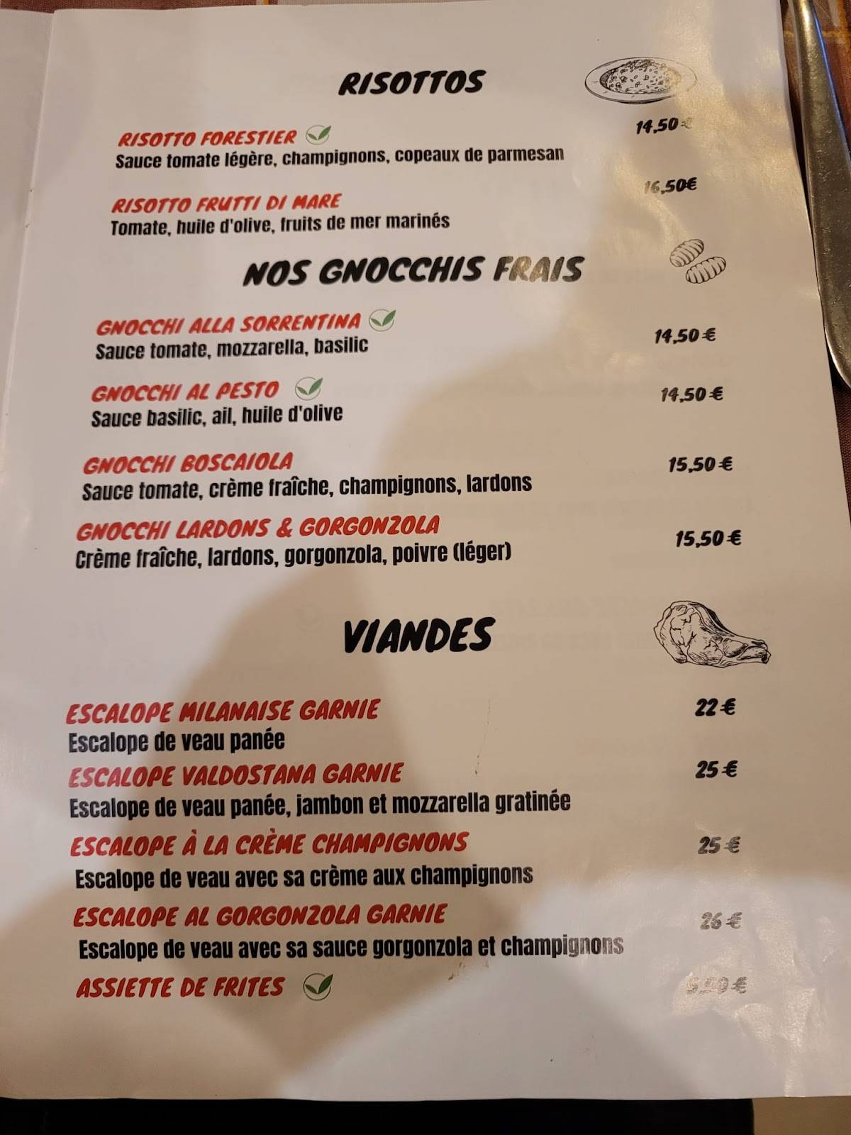 Menu de Pizzeria Avarello