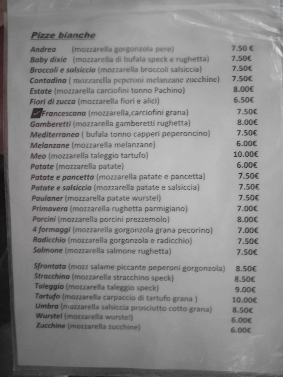 Menu di Gli Sfrontati 