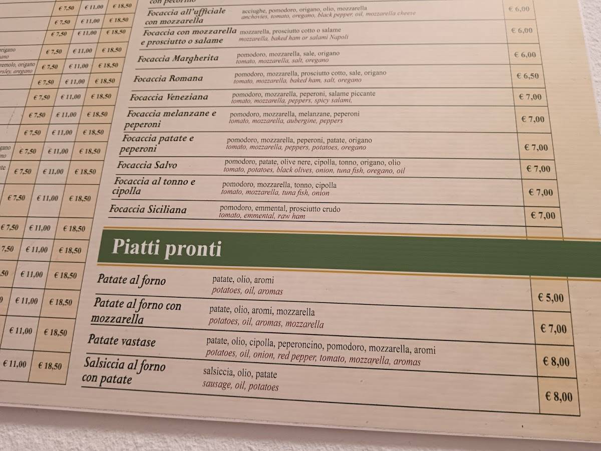 Menu di Pizzeria Calvino 
