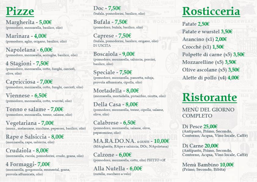 Menu di Pizzeria Capasso 