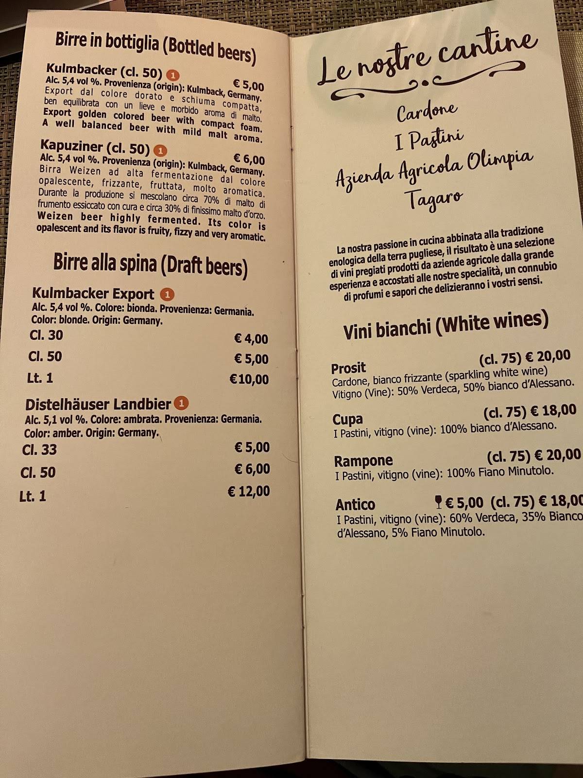 Menu di Pizzeria Casa Pinto 