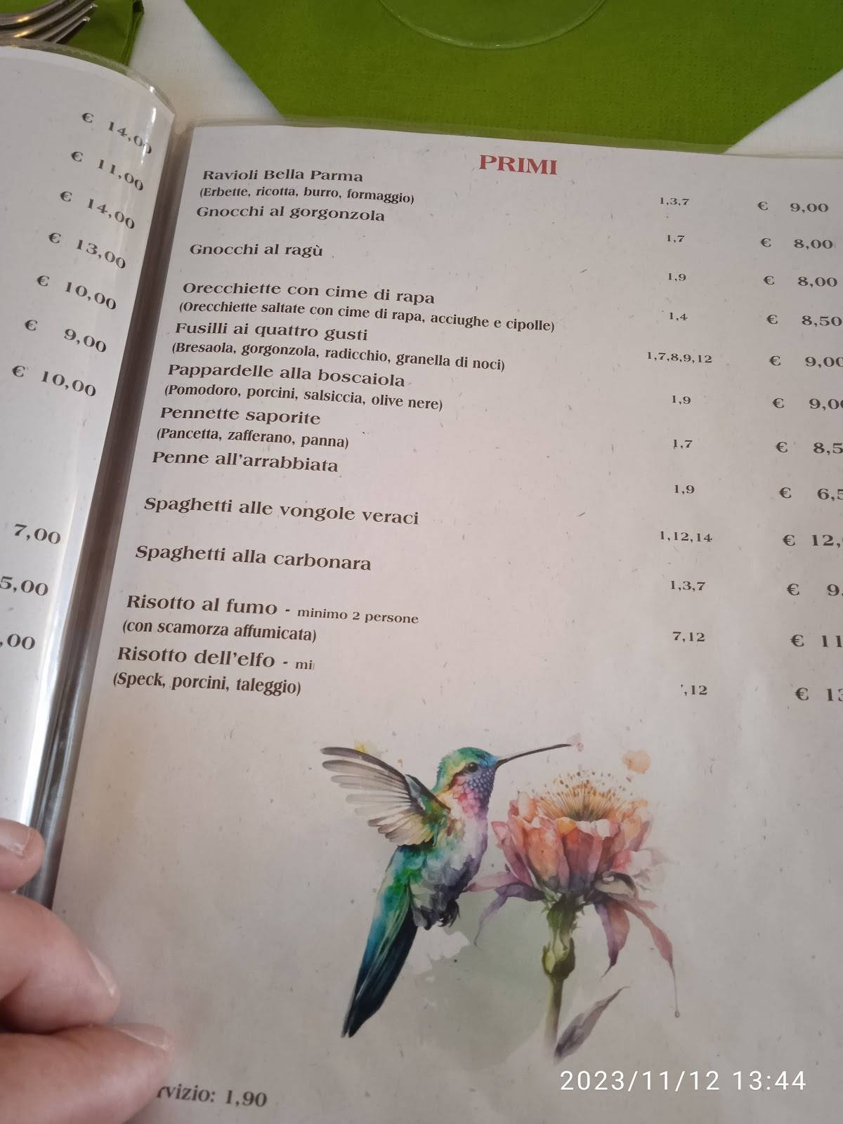 Menu di Pizzeria Colibrì 