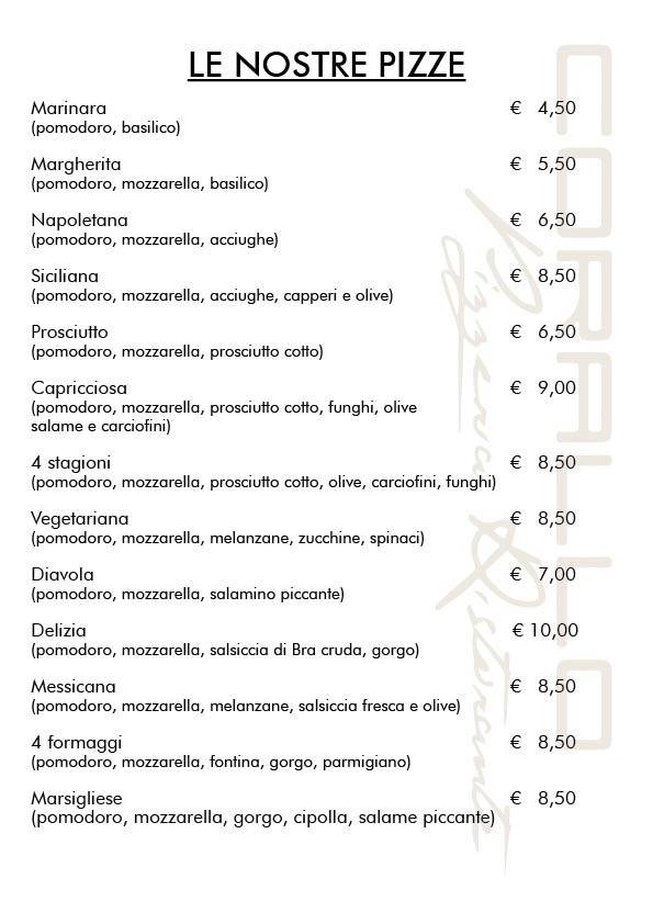 Menu di Corallo Ristorante Collegno 