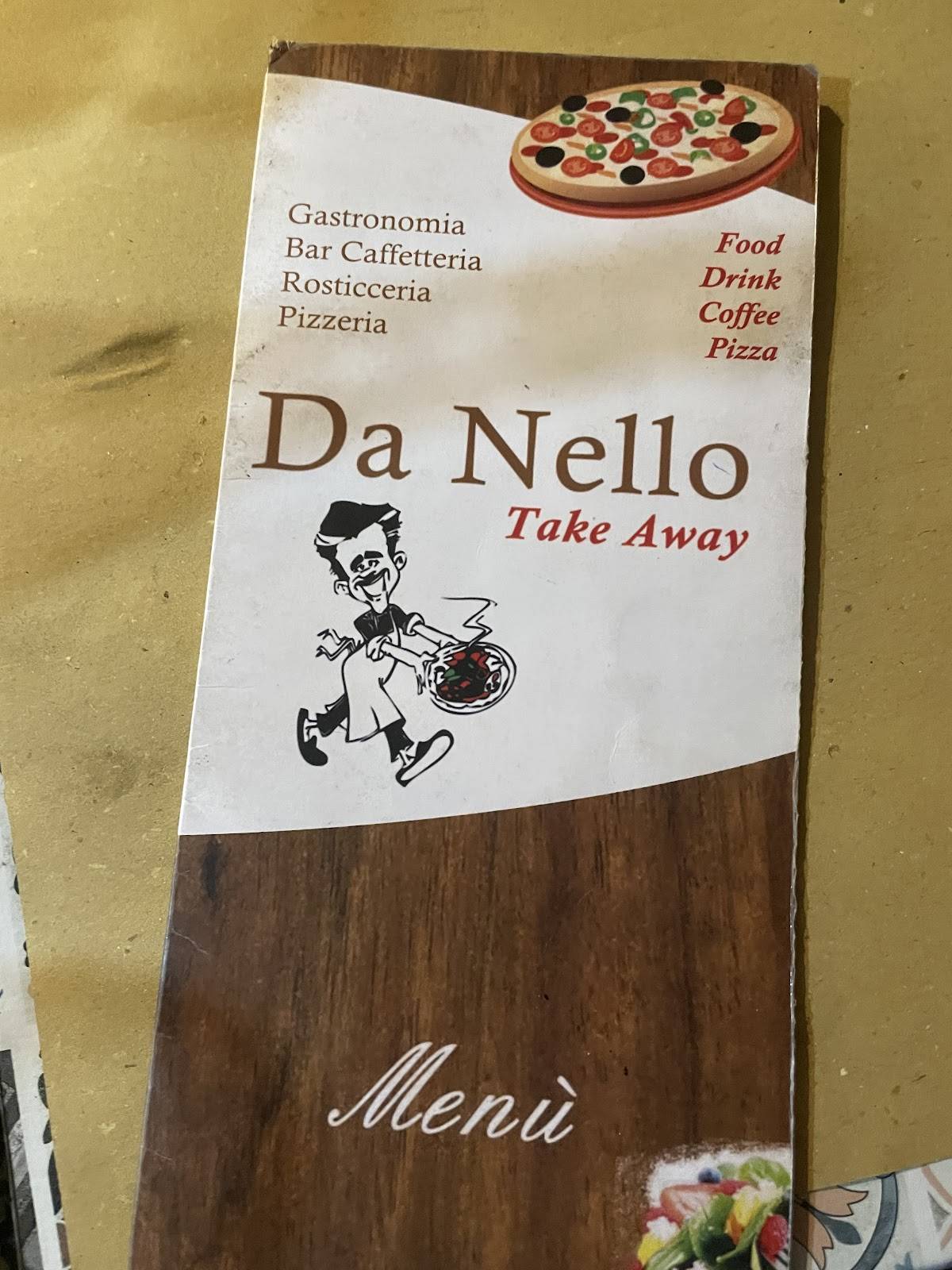 Menu di Da Nello take away trattoria pizzeria 