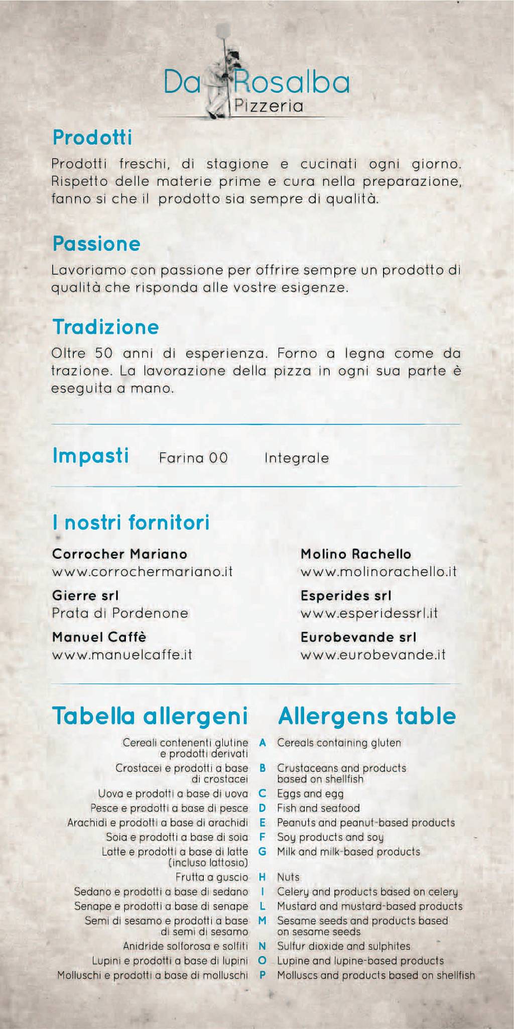Menu di Da Rosalba 
