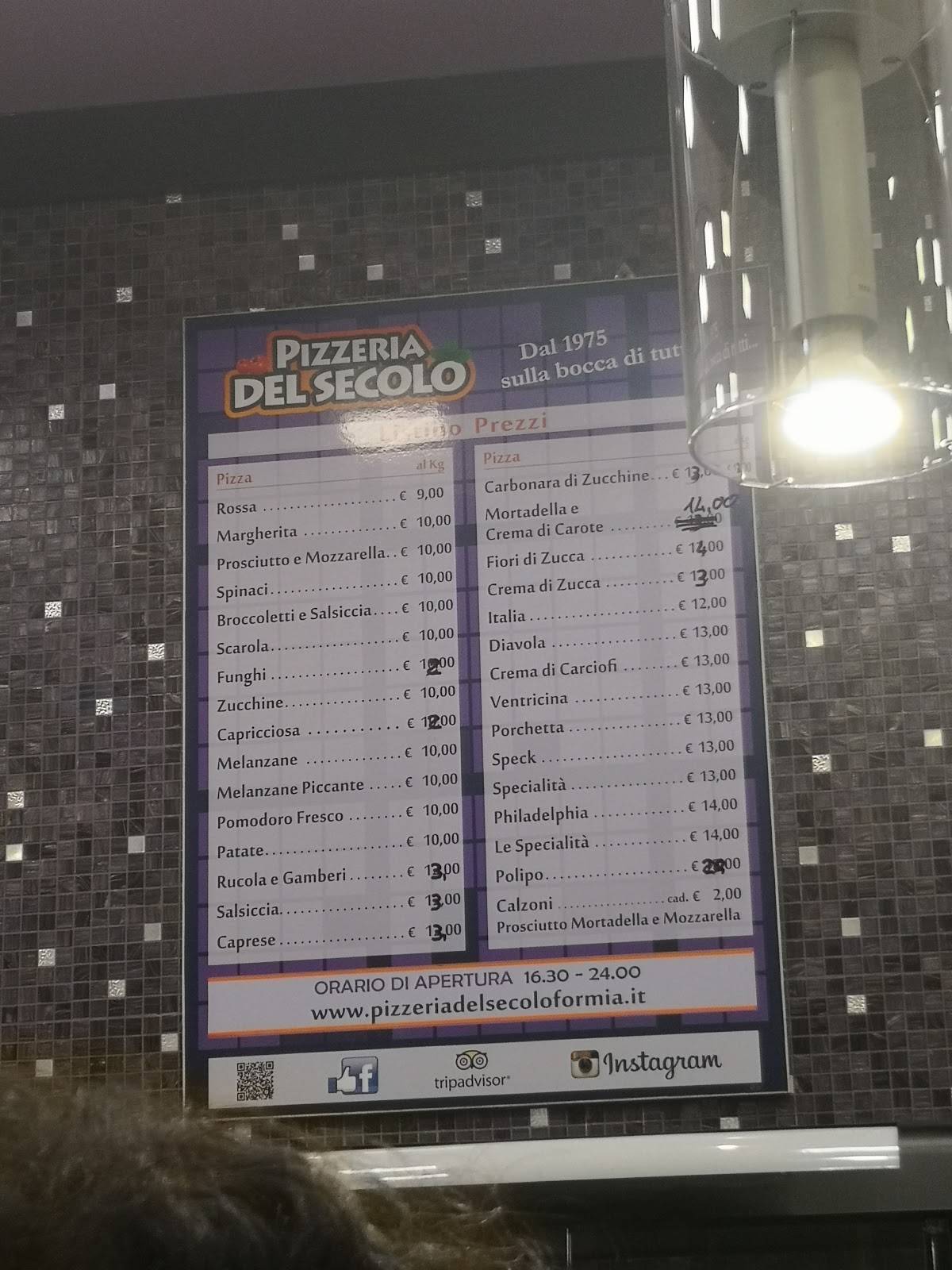 Menu di Pizzeria del Secolo 