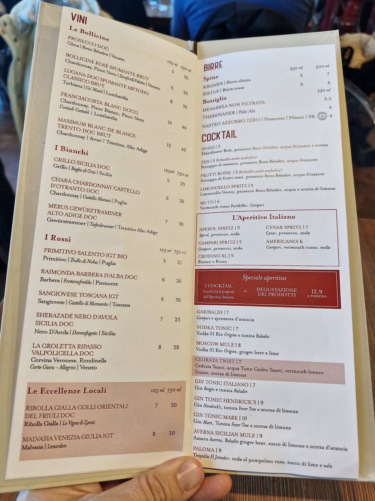 Menu di Eataly Trieste 