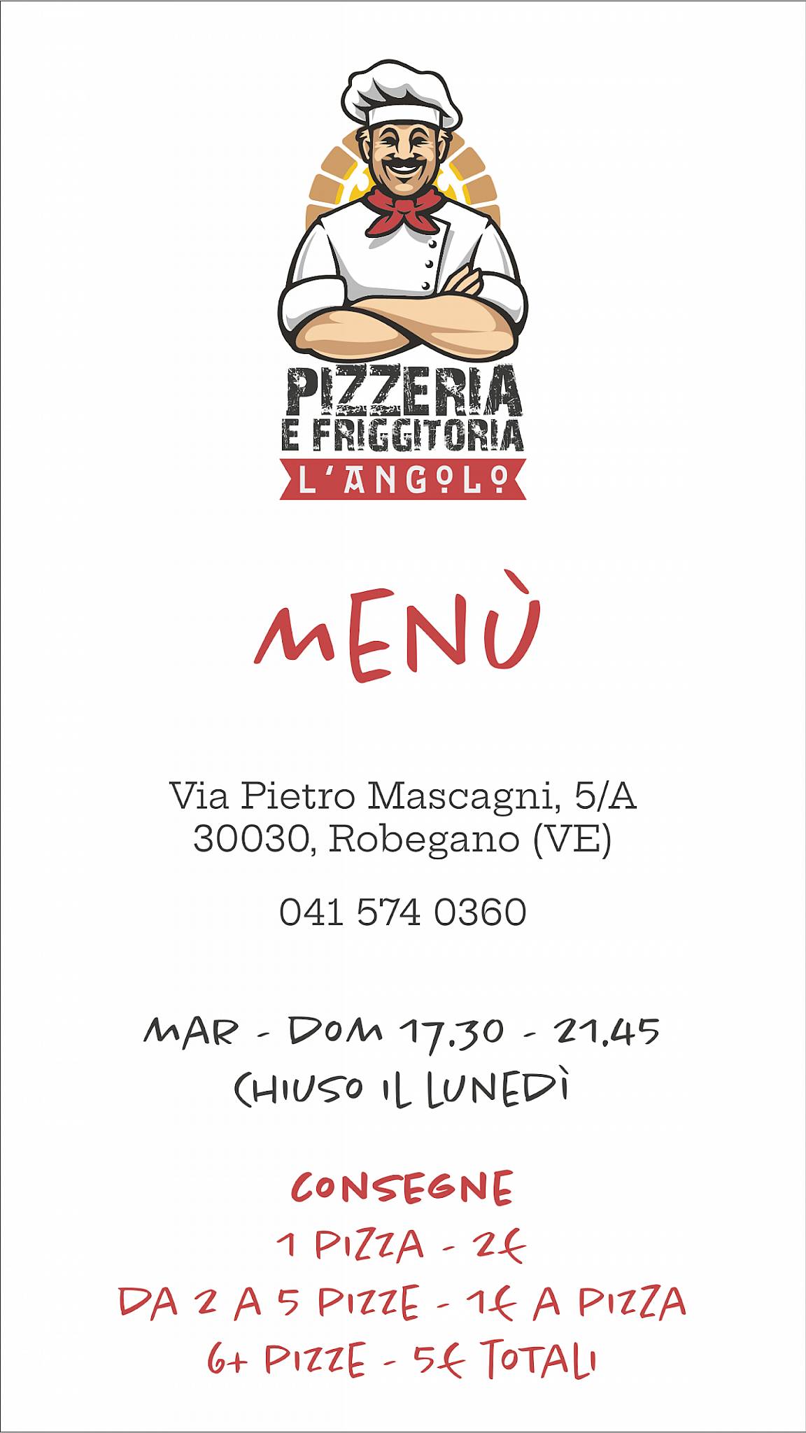 Menu di Pizzeria L'Angolo - Asporto e Domicilio 