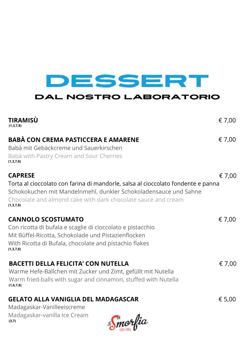 Menu di La Smorfia Merano 