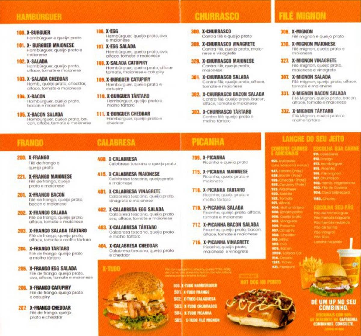 Lanches no Ponto cardápio