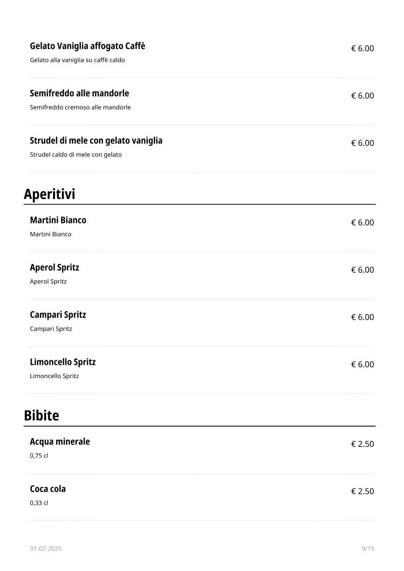 Menu di Le Maschere 
