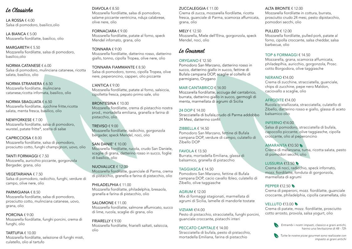 Menu di Pizzeria Orygano Gourmet 