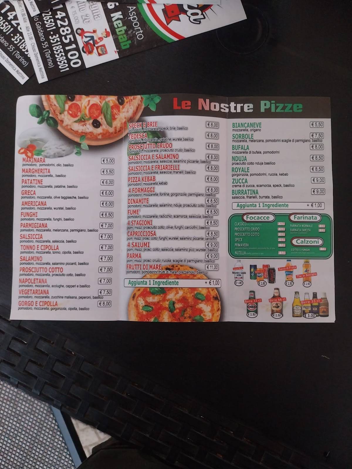Menu di Pizza Più 