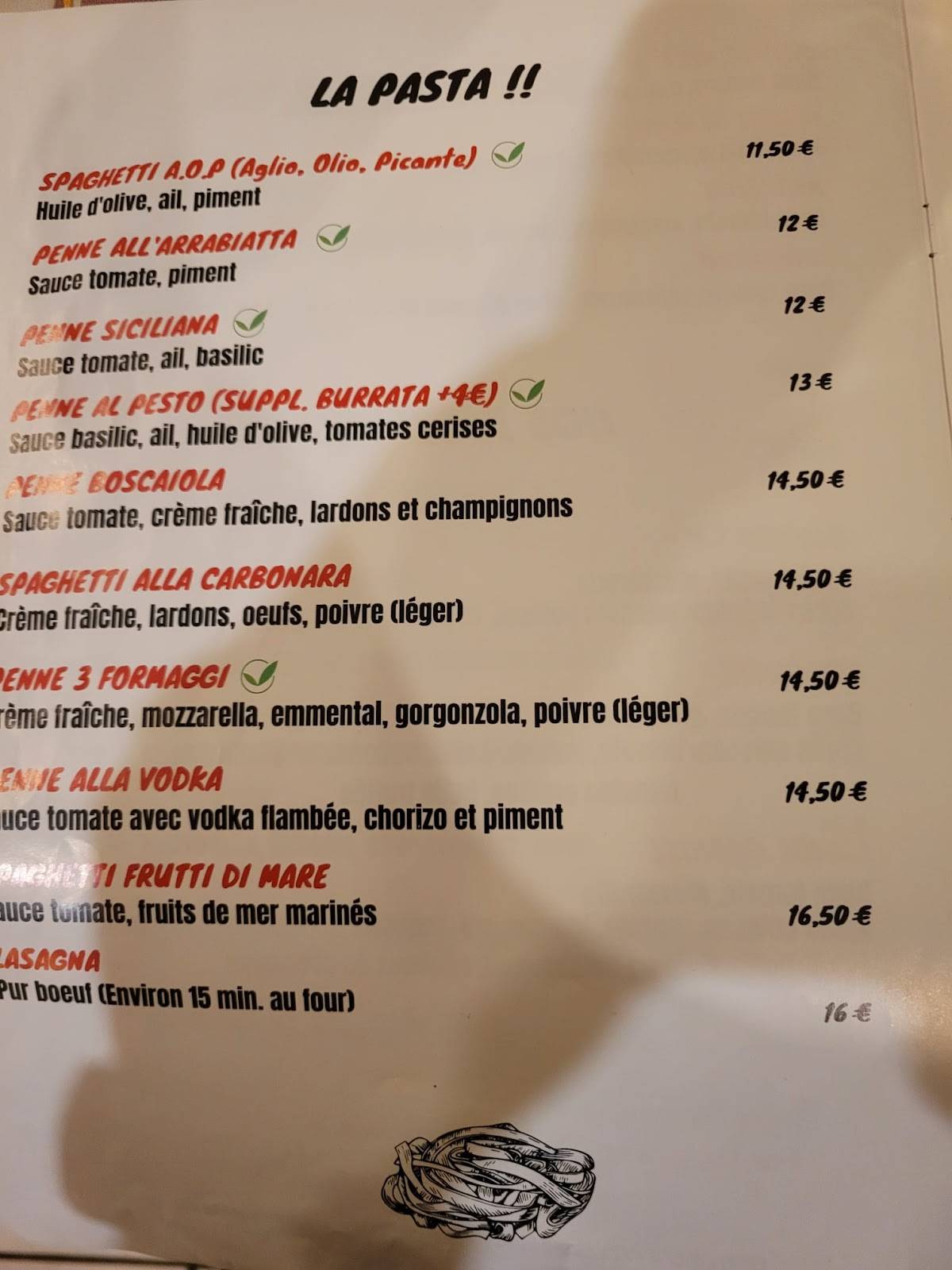 Menu de Pizzeria Avarello