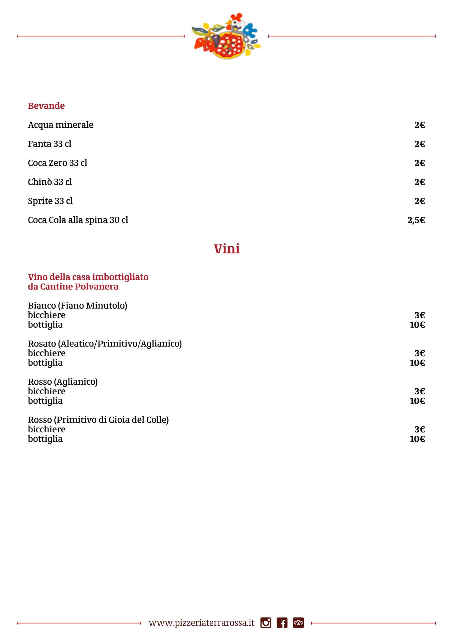 Menu di Pizzeria Terrarossa 
