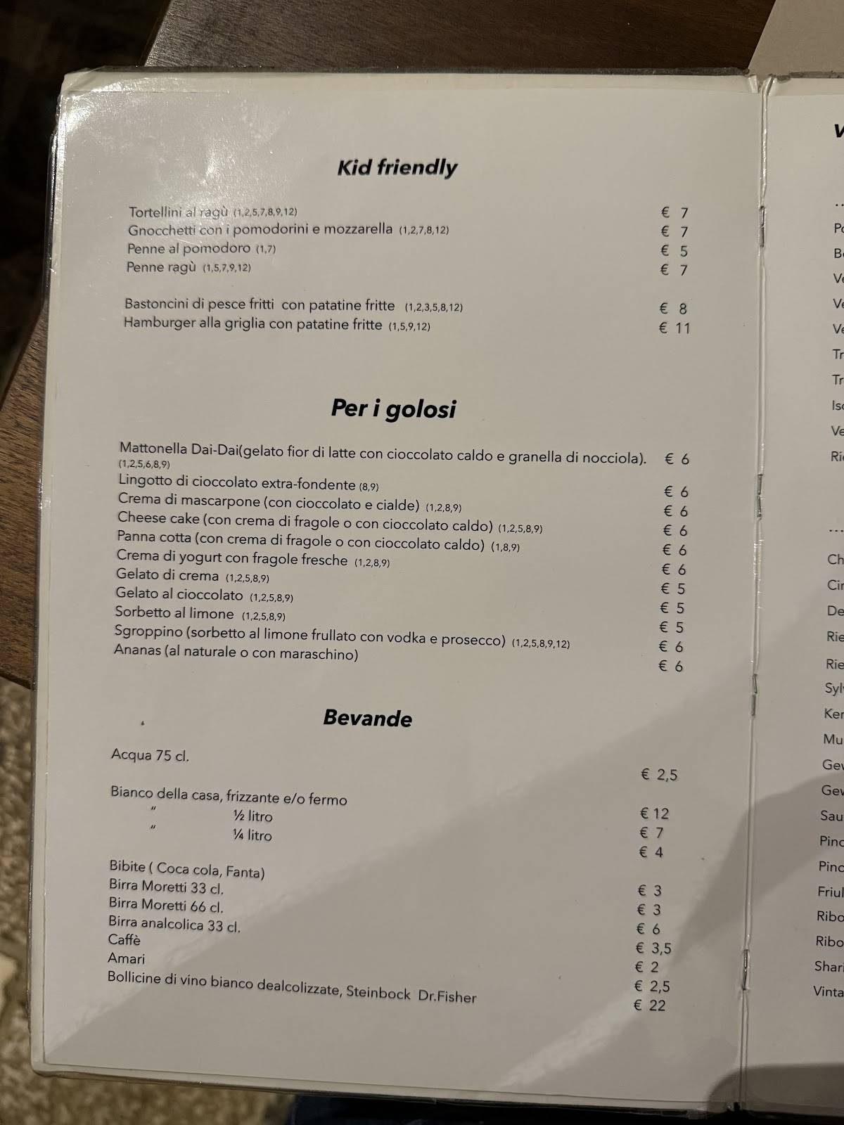 Menu di Ristorante L'Acqua Cheta 