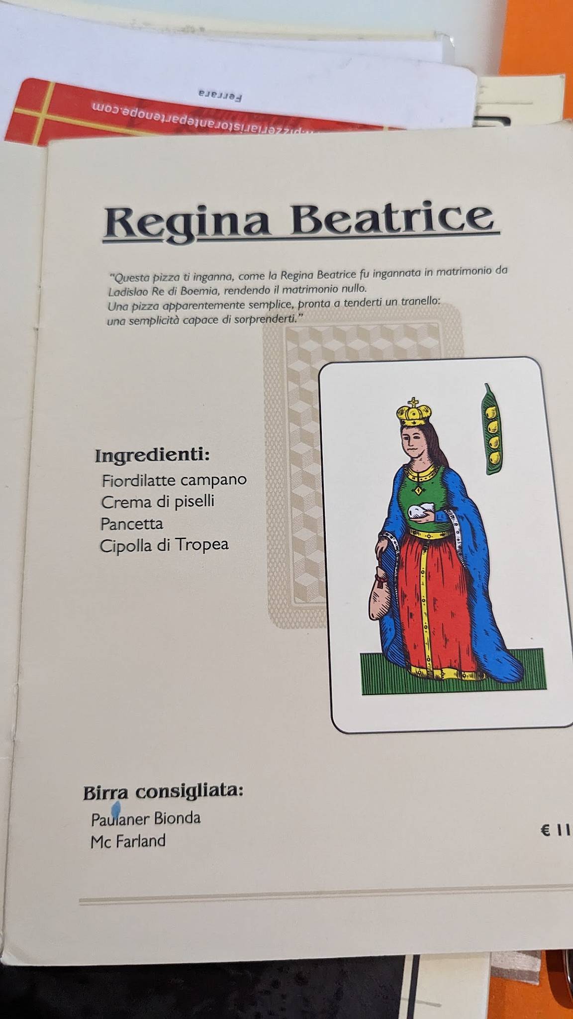 Menu di Pizzeria Ristorante Partenope 