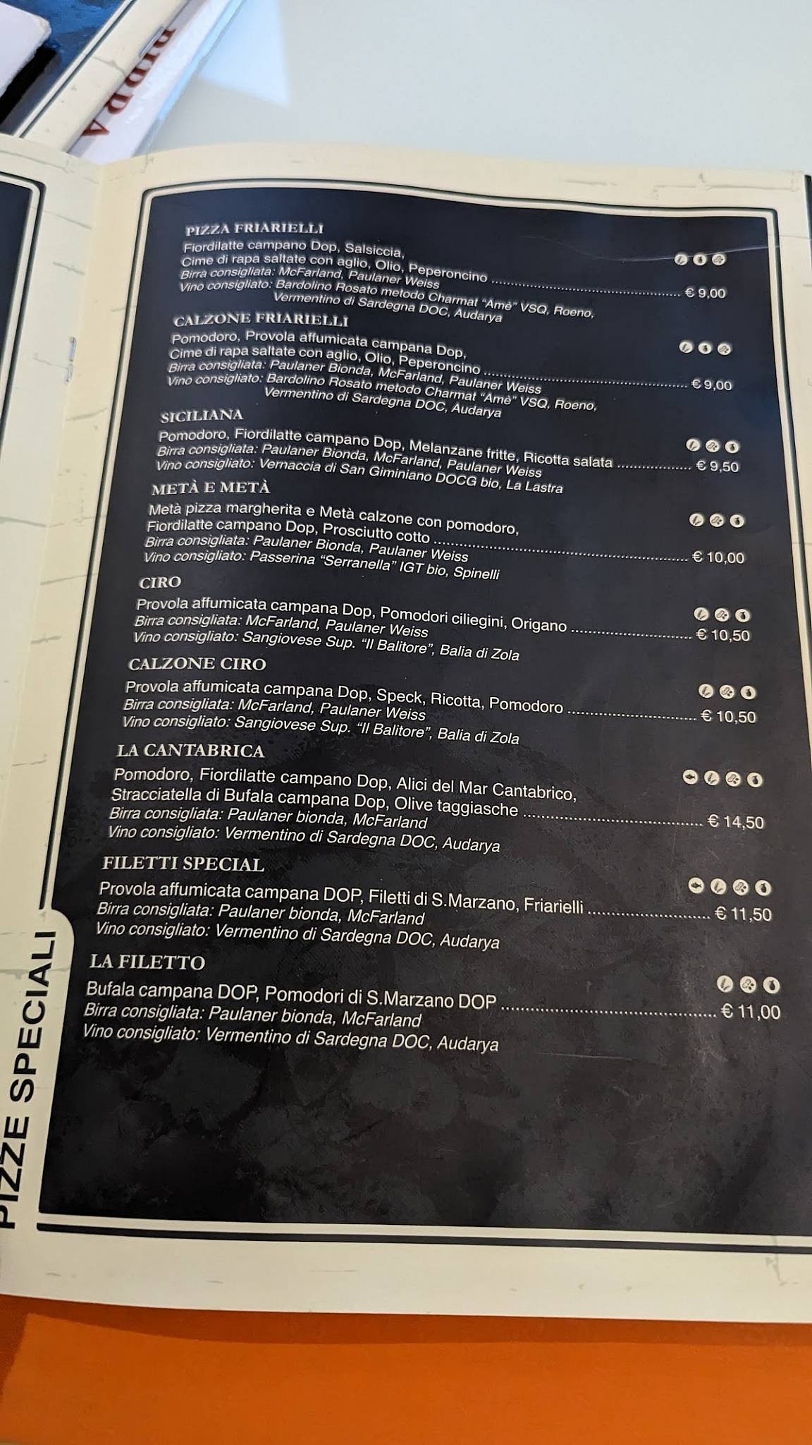 Menu di Pizzeria Ristorante Partenope 