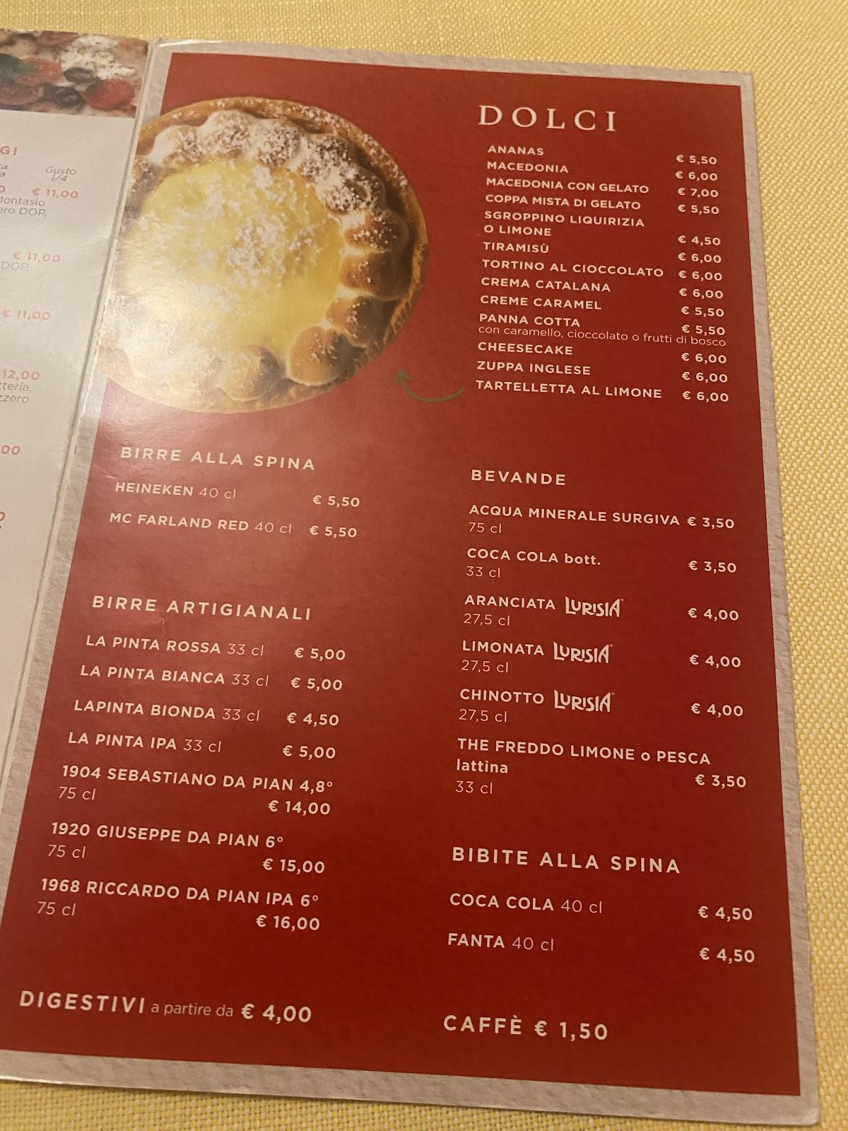 Menu di da Pino Mestre 