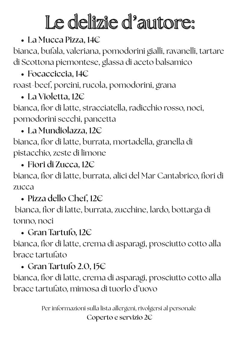 Menu di Pizzeria Ristorante l'Angela 