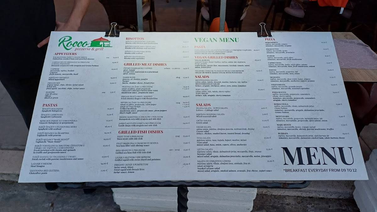 Menu de Pizzeria Rocco
