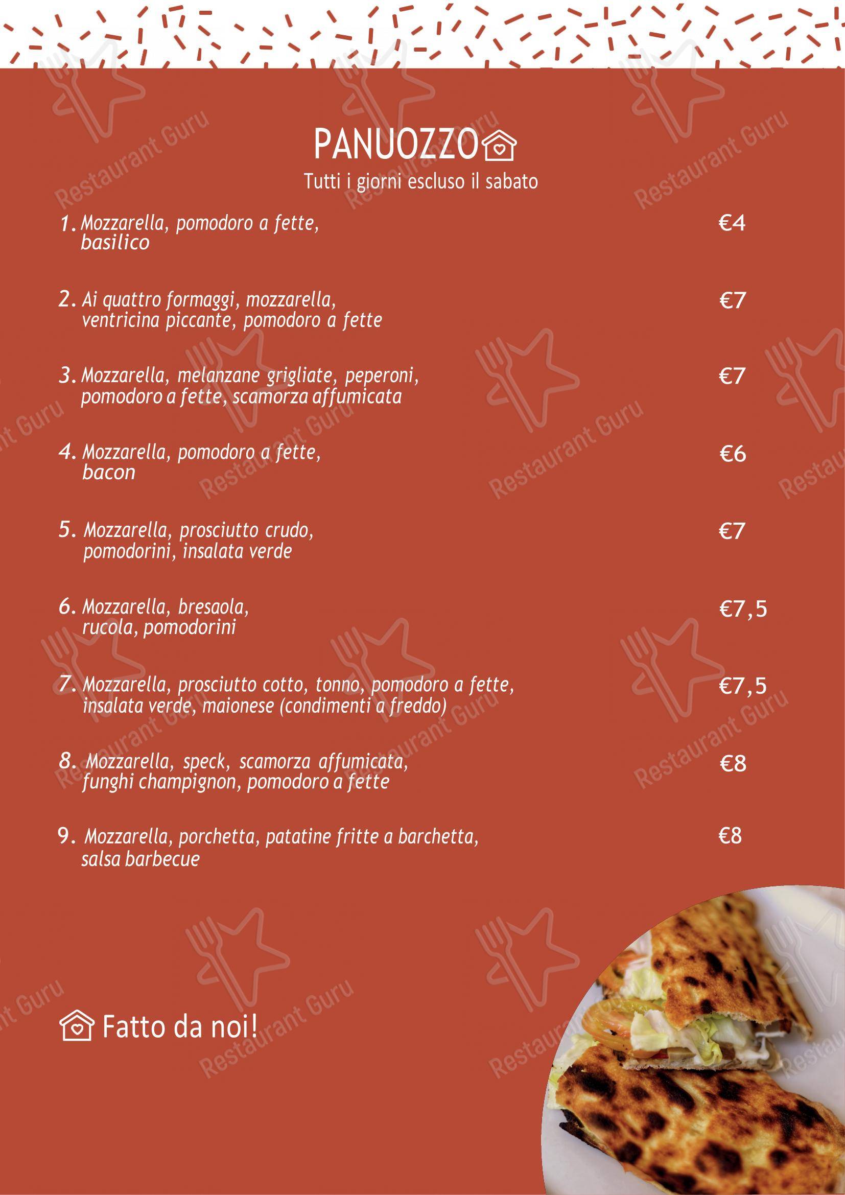 Menu per Pizzeria La Rustica ristorante