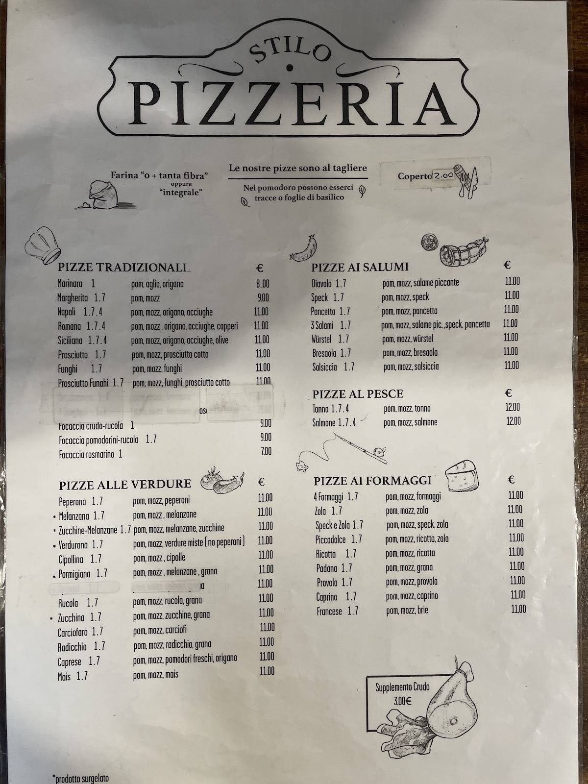 Menu de Pizzeria Stilo