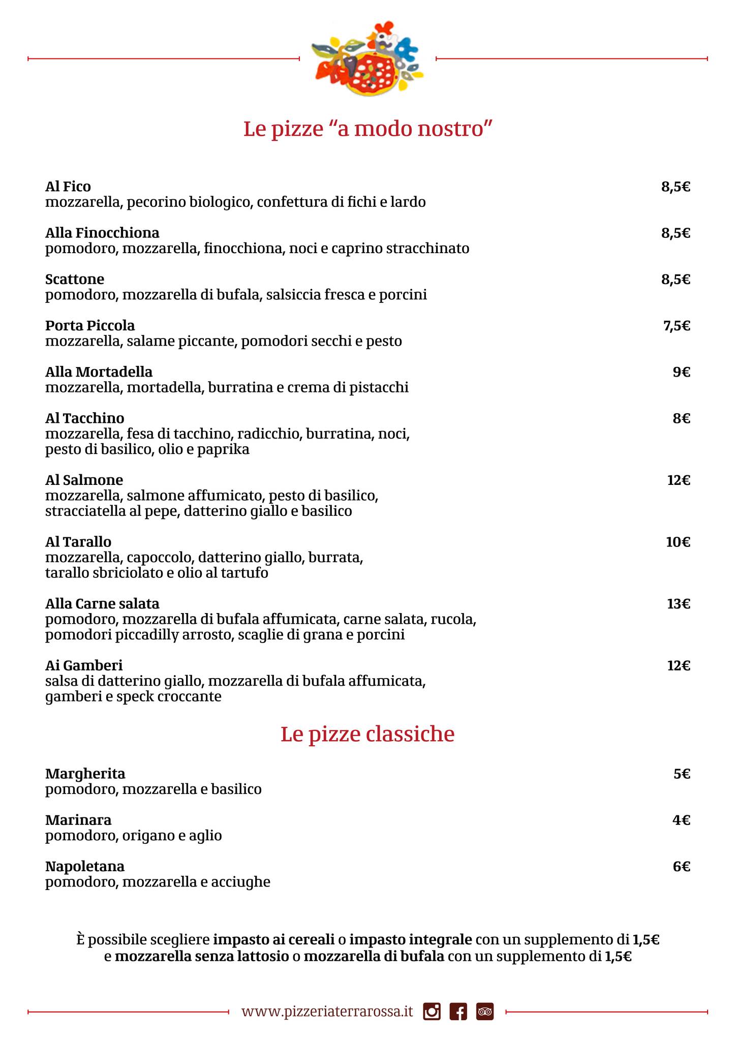 Menu di Pizzeria Terrarossa 