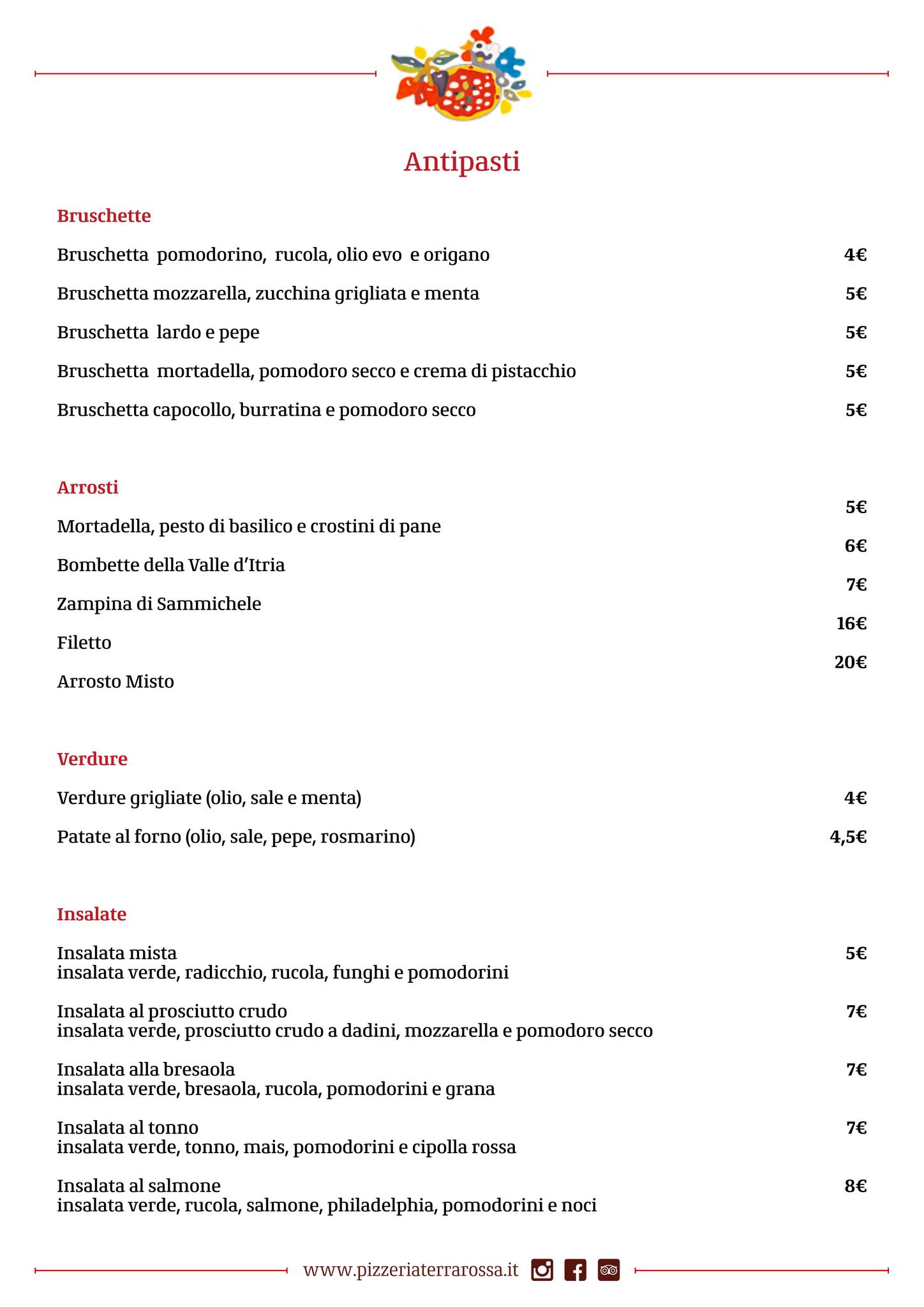Menu di Pizzeria Terrarossa 