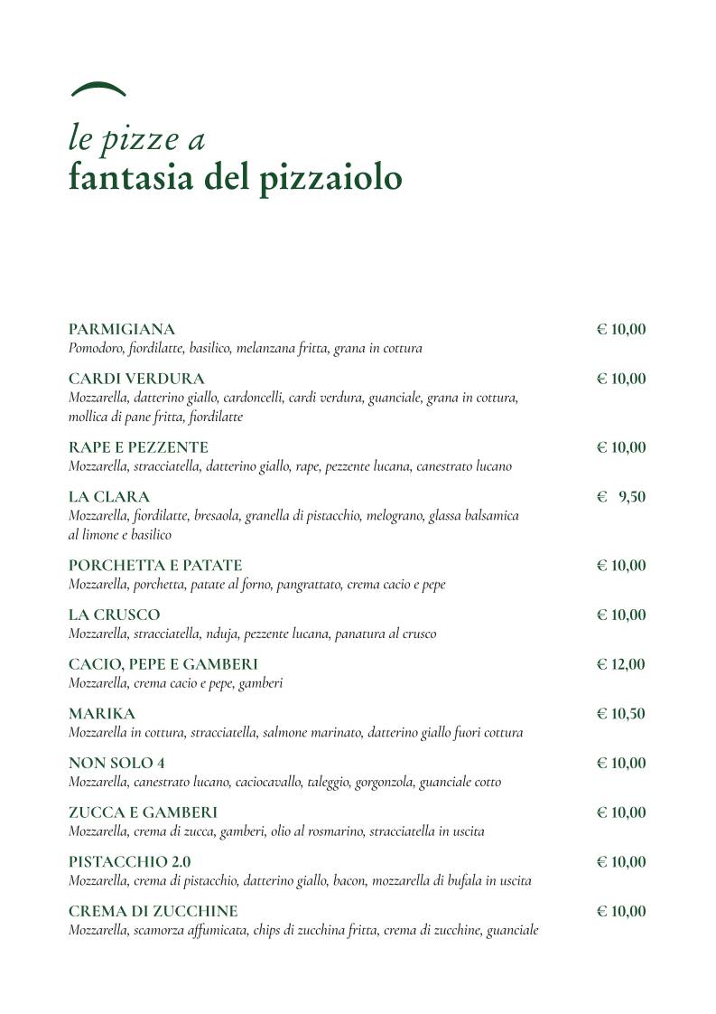 Menu di Pizzeria Vecchio Ponte 