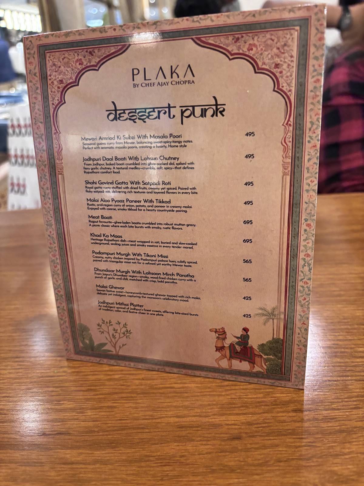 Plaka By Chef Ajay Chopra, Bengaluru menu
