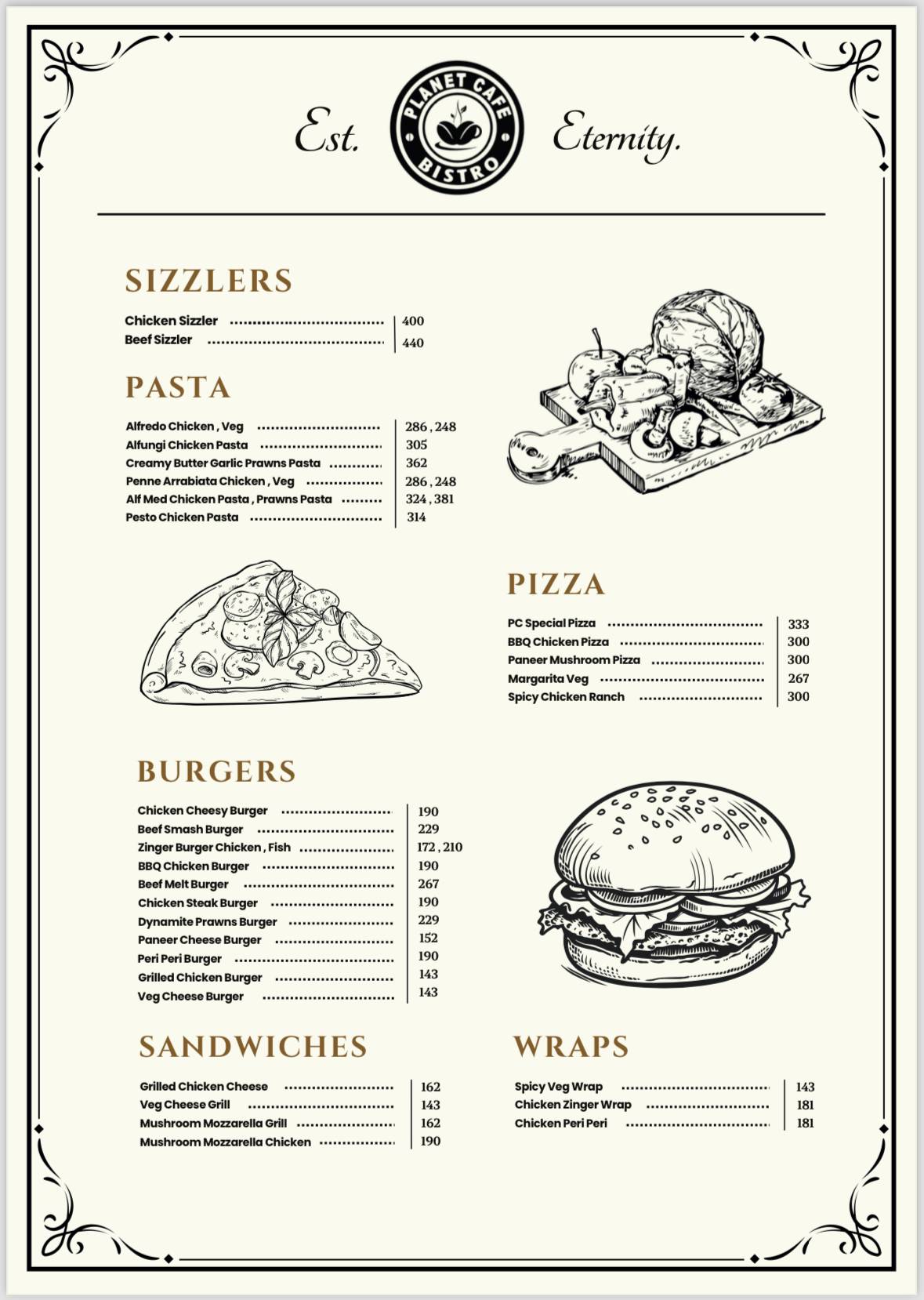 Planet Cafe Manjeri menu