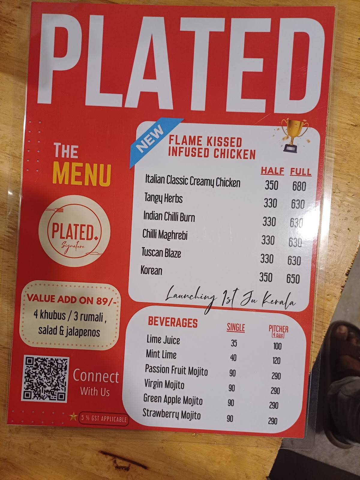 Plated Trivandrum menu