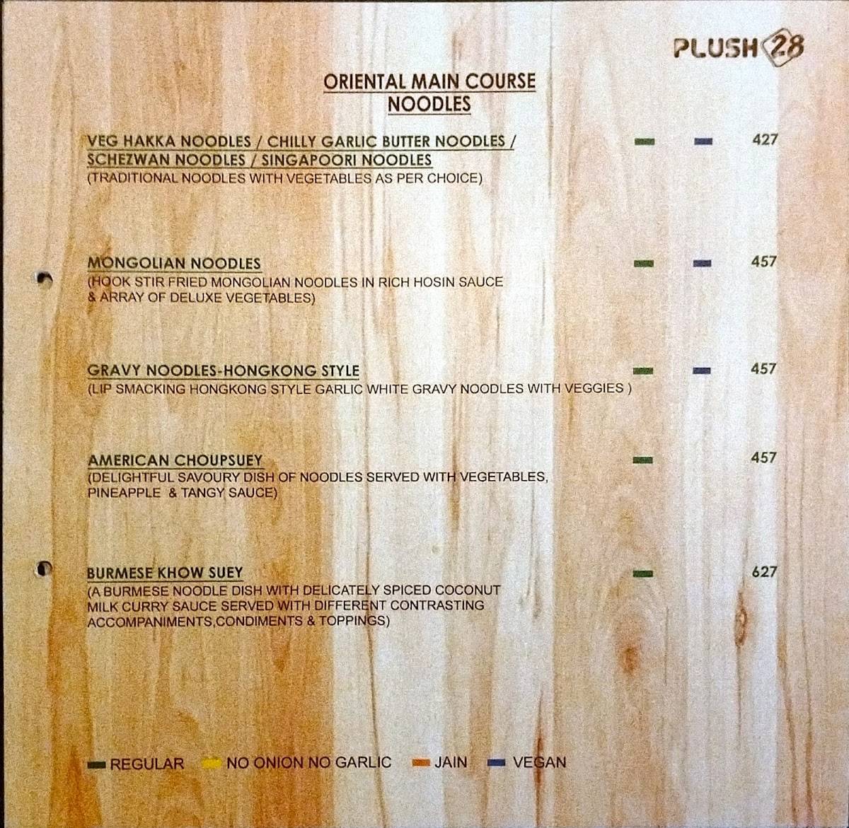 Plush 28 -Pure Veg Restaurant menu