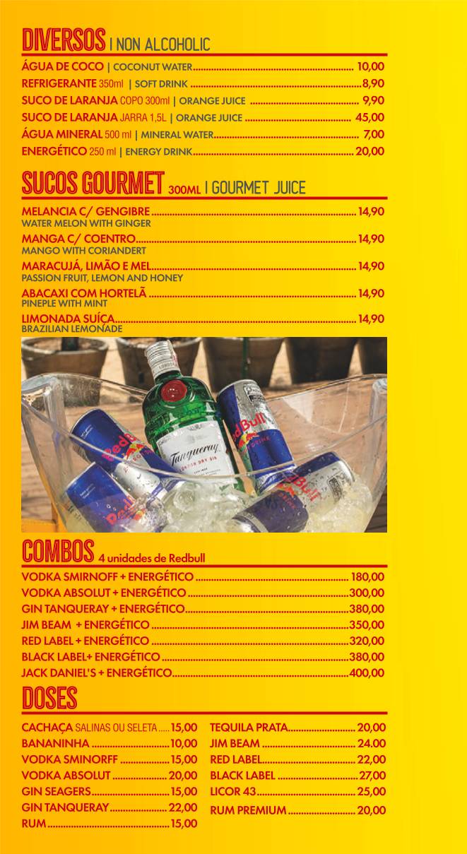 Praia Skol Copacabana cardápio