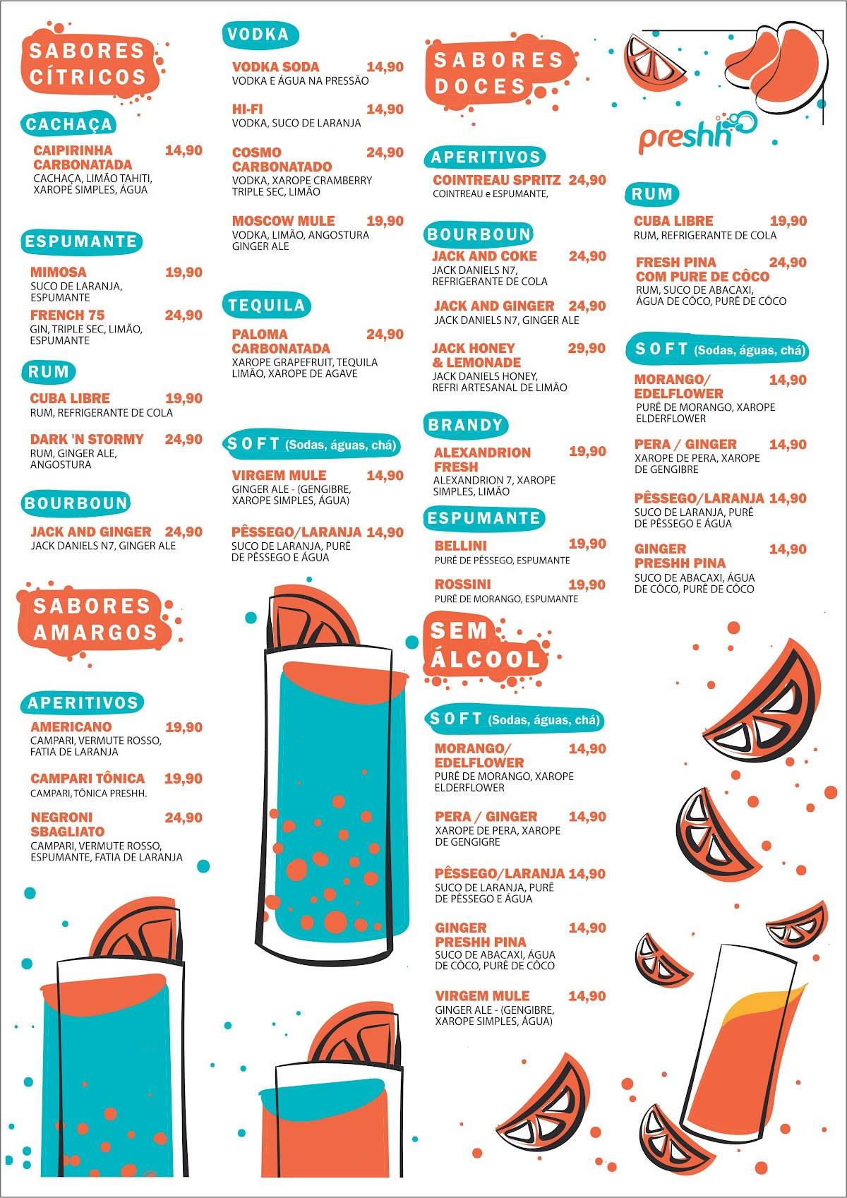 Preshh :: Sistema de carbonatação cardápio