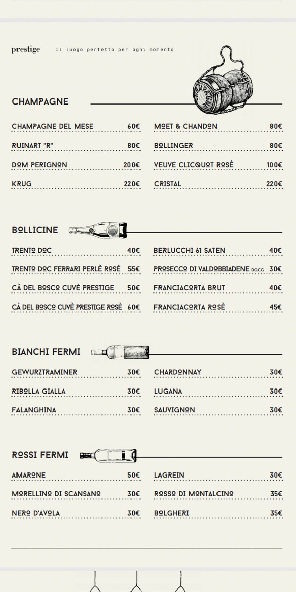 Menu di Prestige 