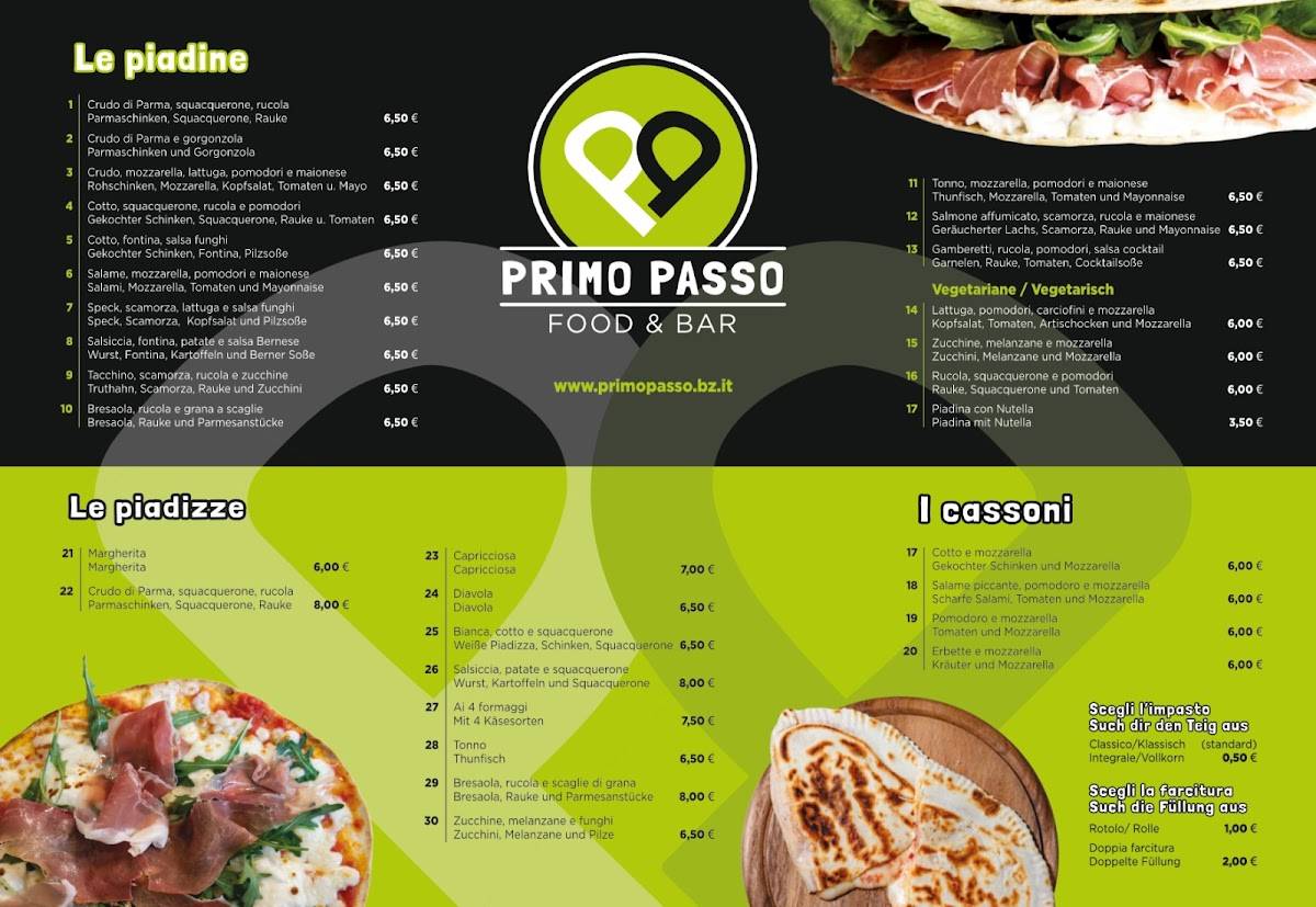 Menu di Primo Passo Pizza & Piada 