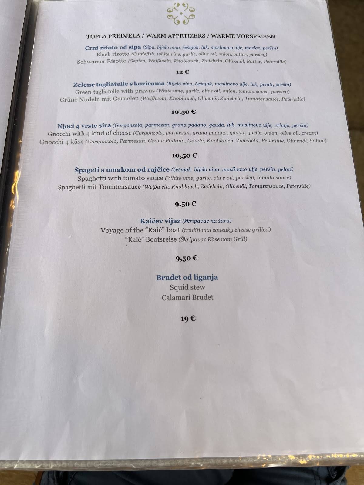 Menu di Restaurant Koceta 