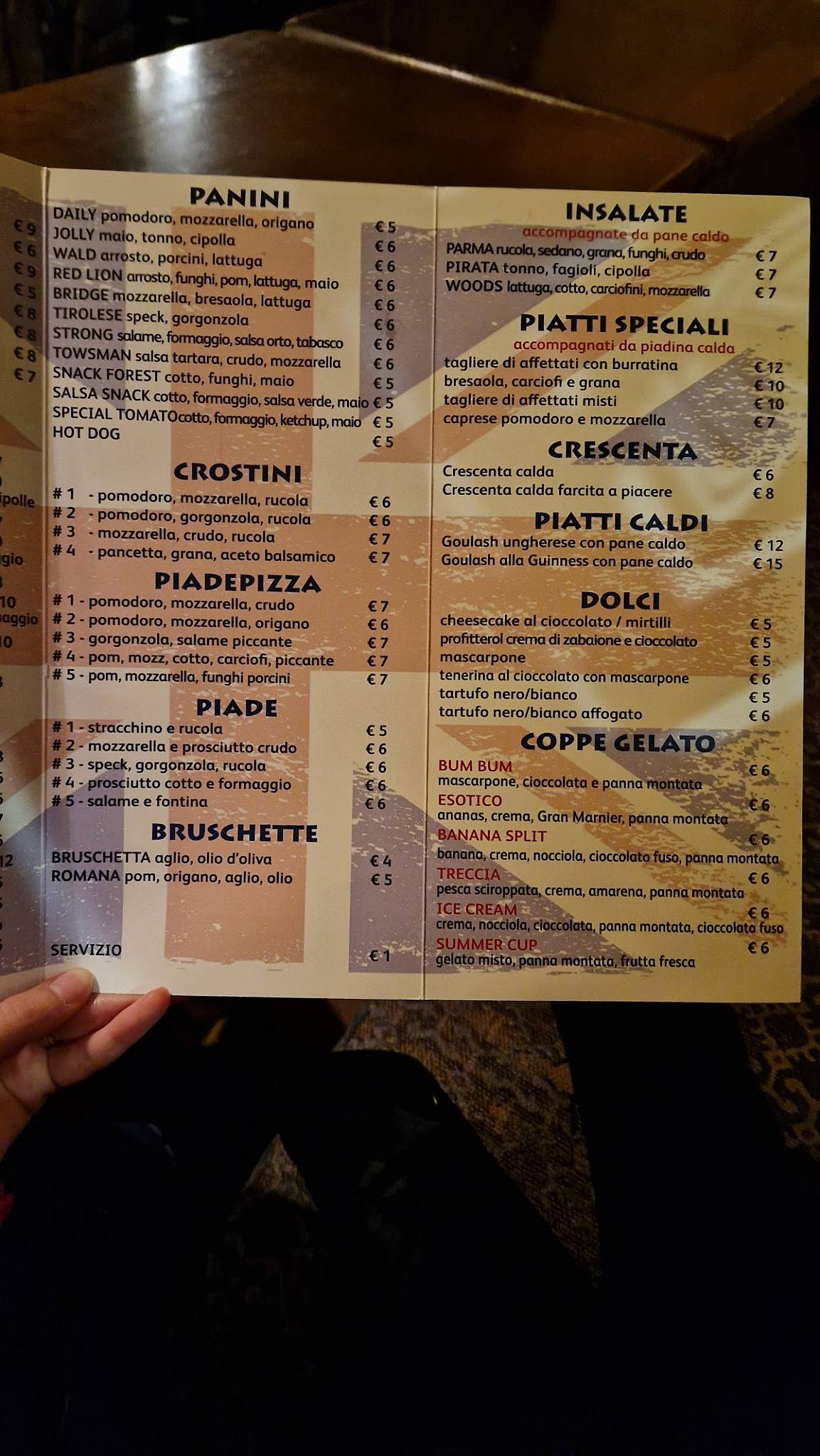 Menu di Pub Number Ten 