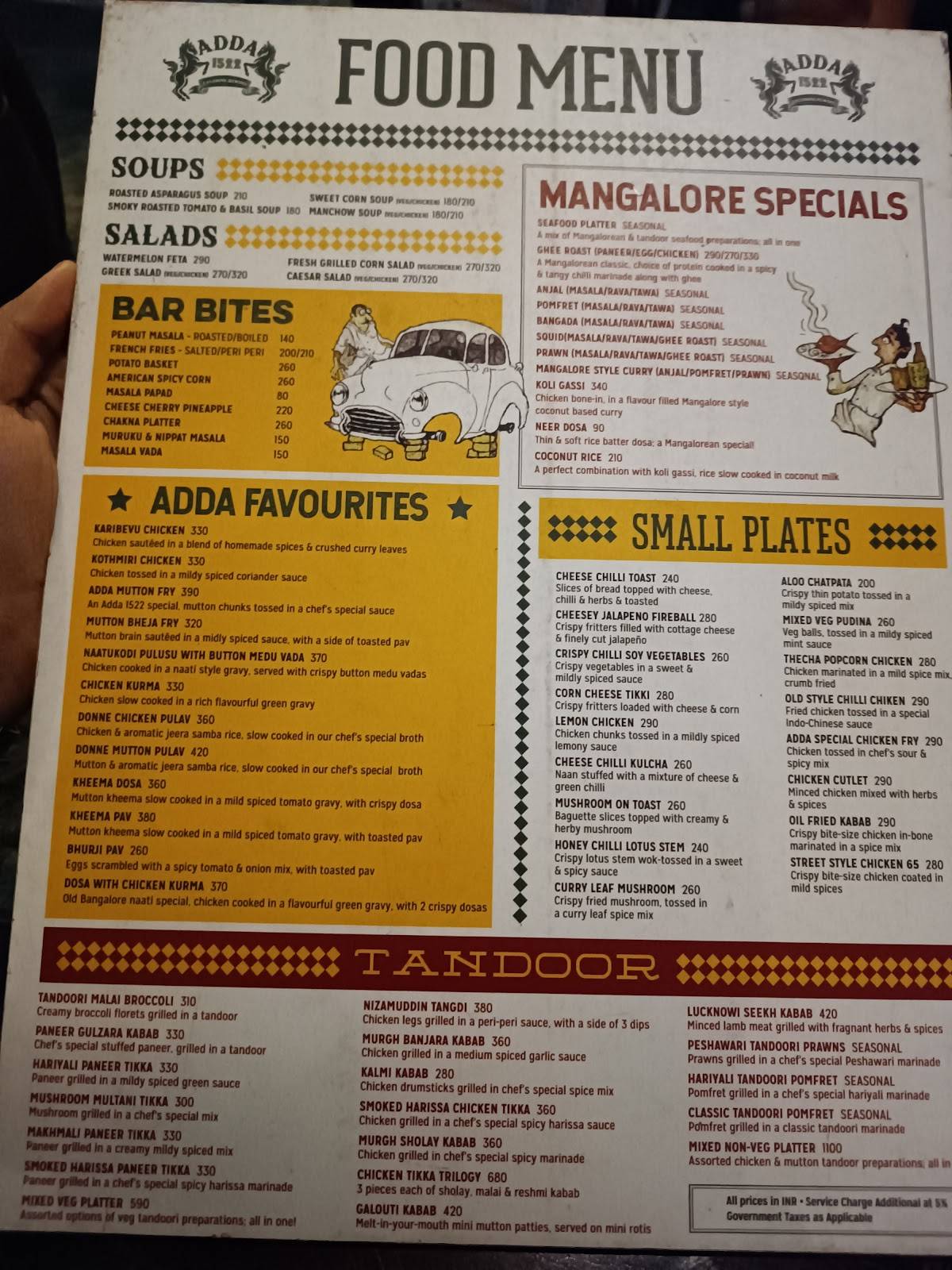 Adda 1522 menu