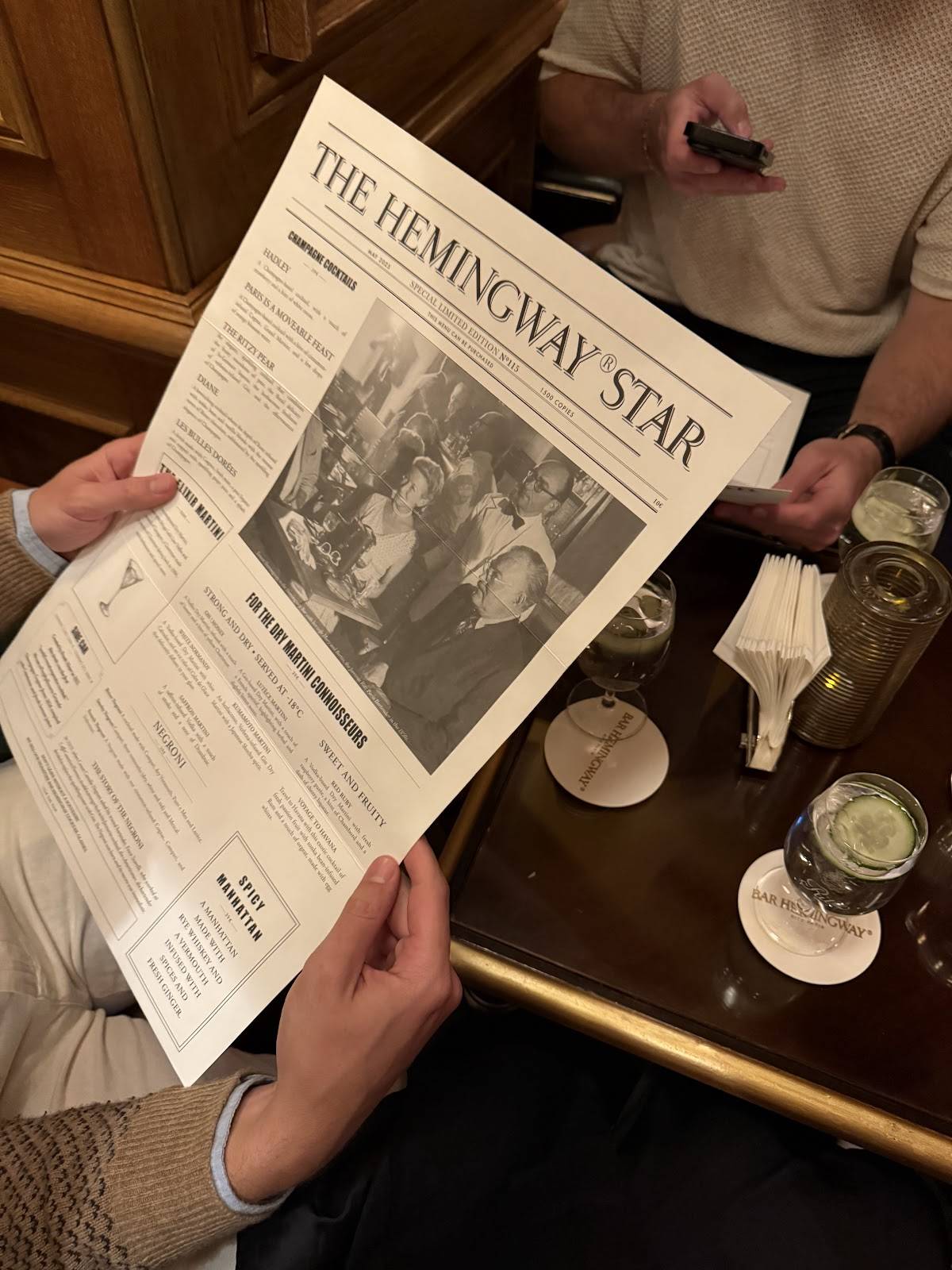 Menu de Bar Hemingway