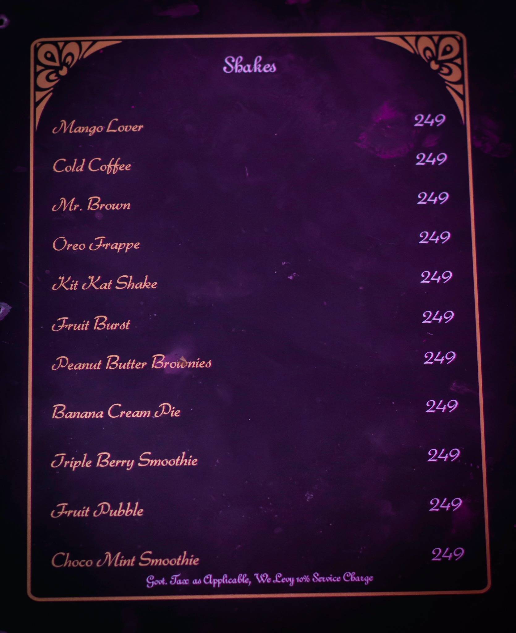 Boogie Woogie Cafe & Bar menu