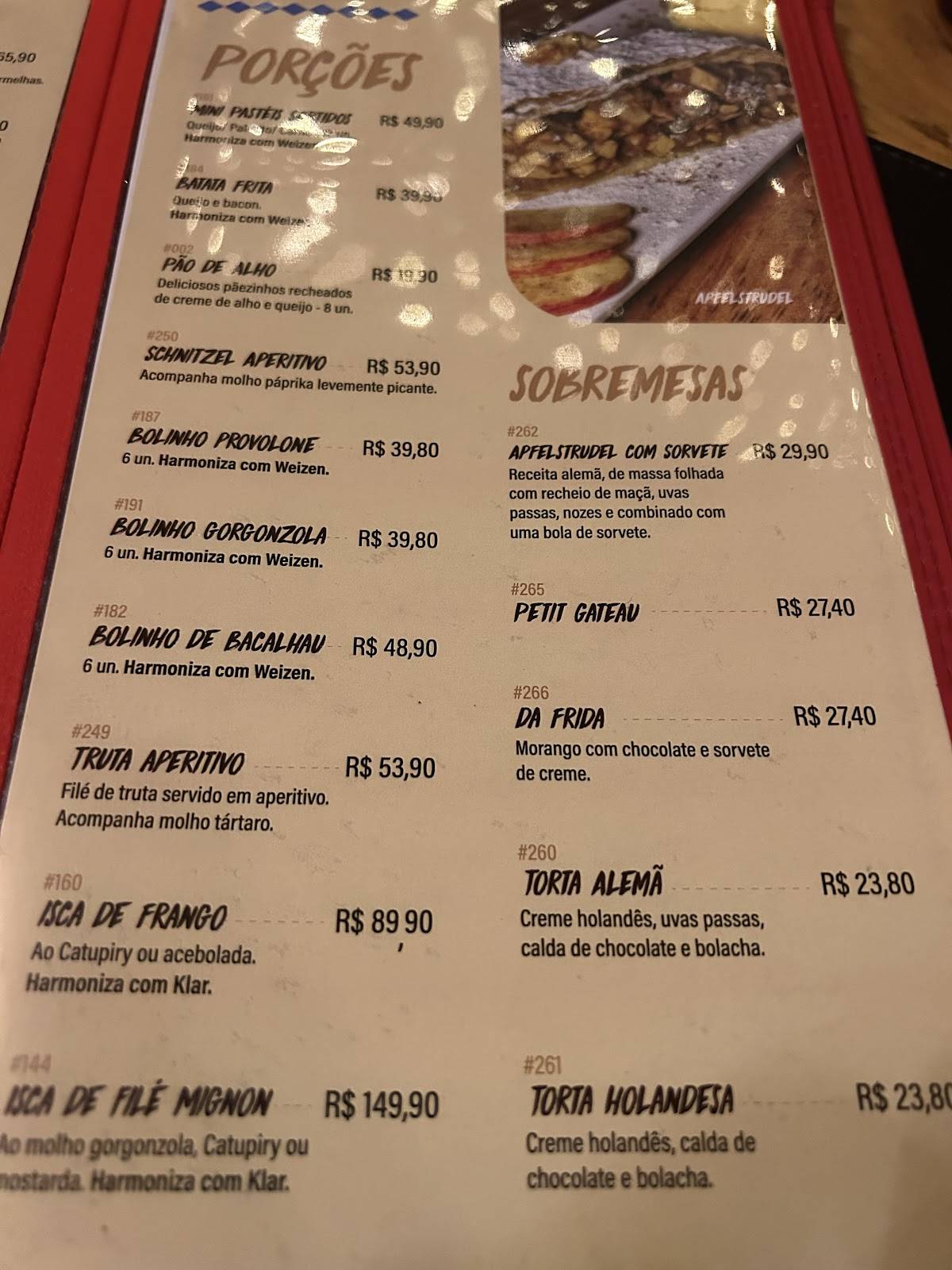 Fritz Santo Antônio do Pinhal cardápio