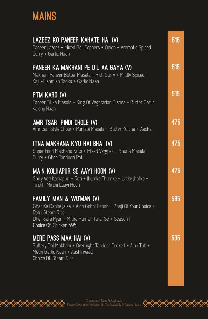 Hitchki, Viviana Mall, Thane menu