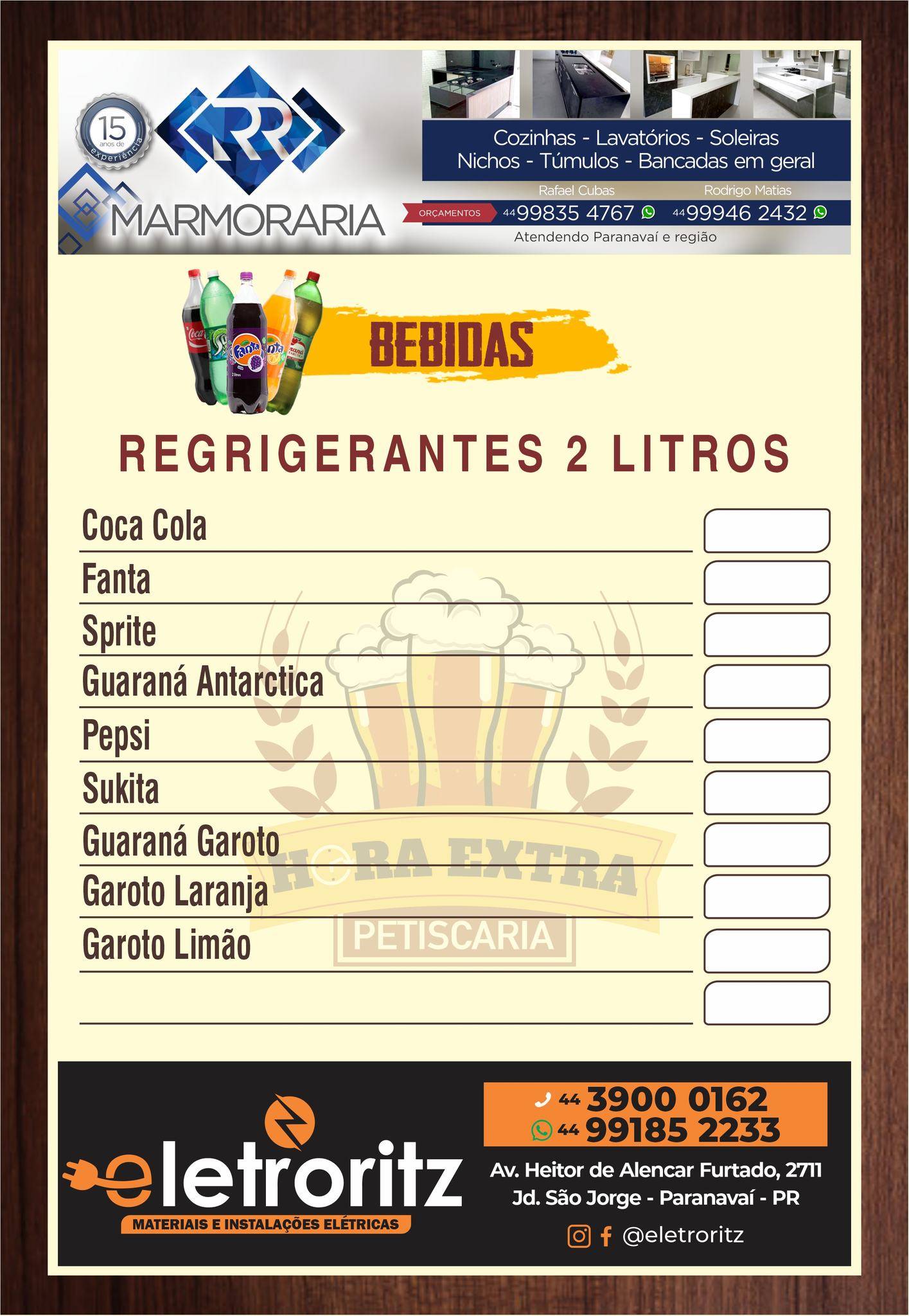 Hora Extra Petiscaria cardápio