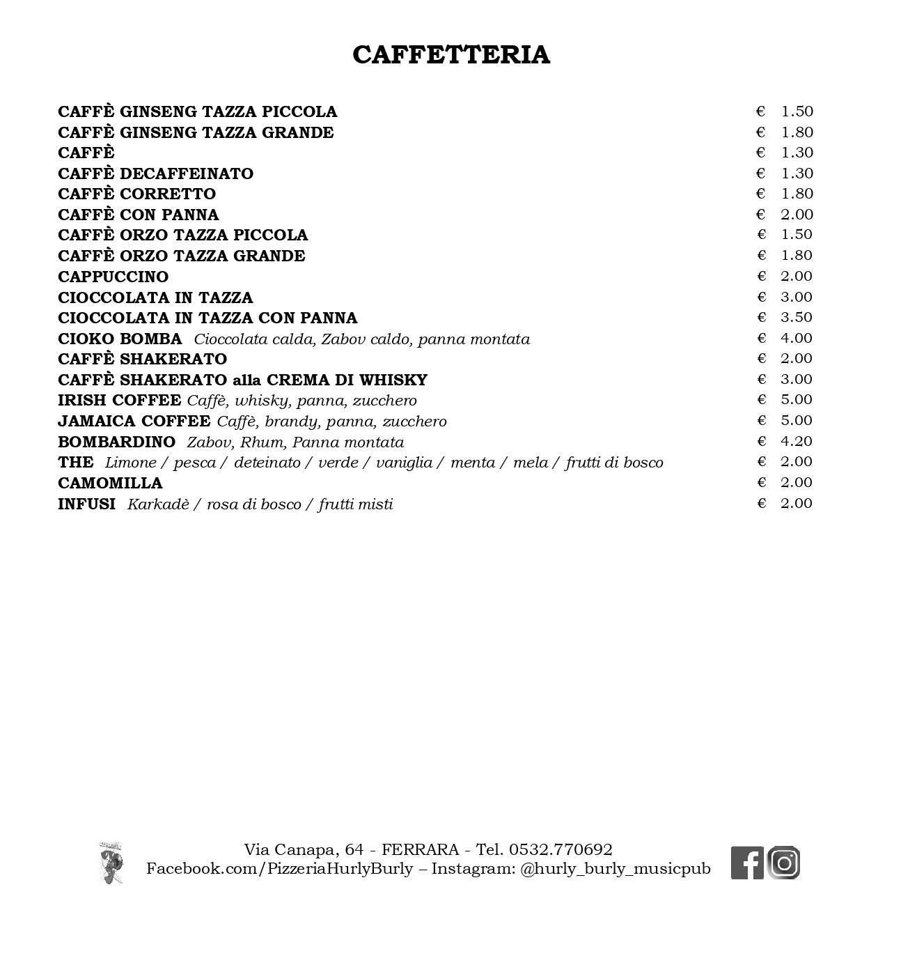 Menu di Hurly Burly 