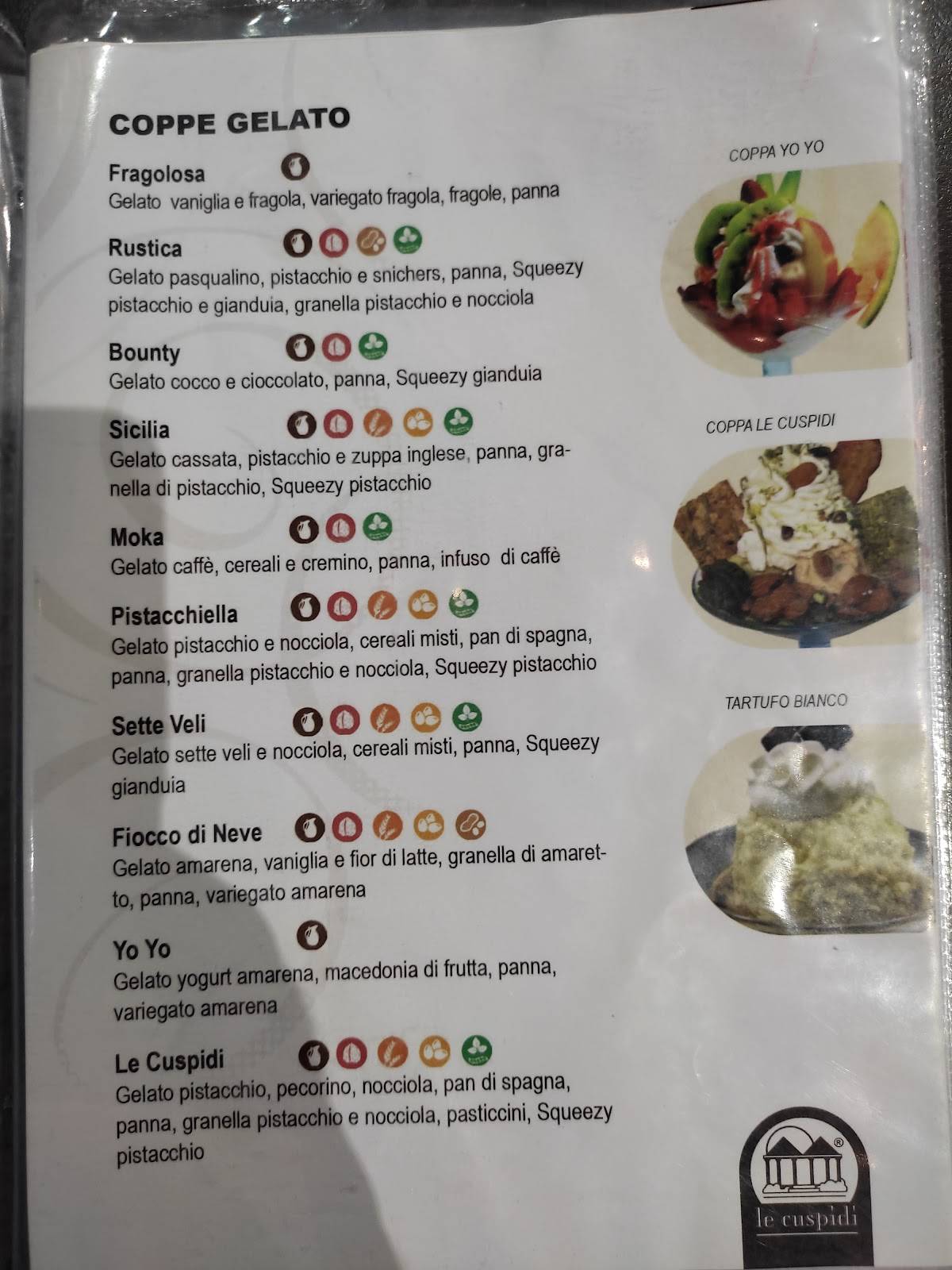 Menu di Le Cuspidi Raffadali 